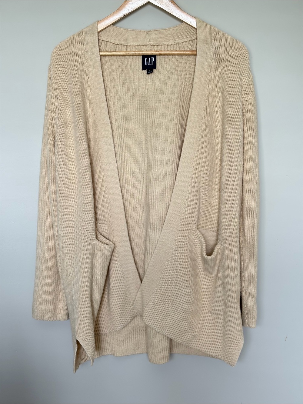 GAP Beige Open-Front Ribbed Cardigan - Picture 4 of 8